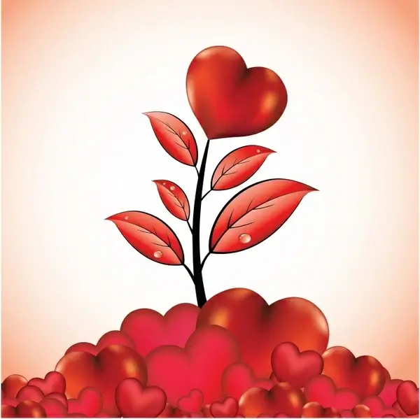 love background hearts tree sketch shiny modern red