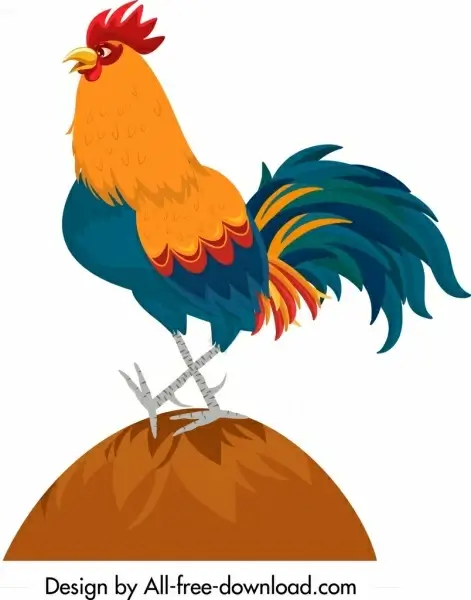 rooster icon colored cartoon character