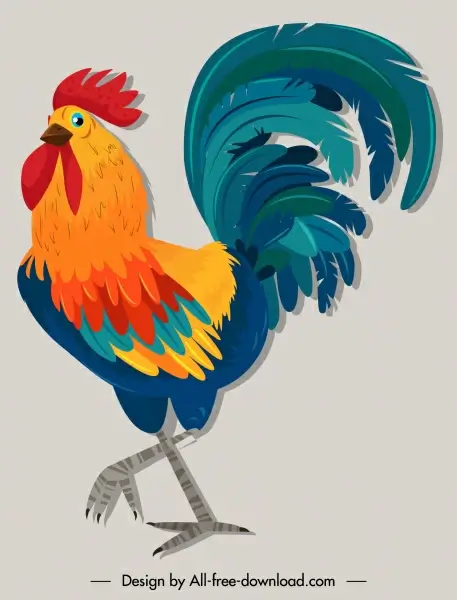 rooster icon colorful classica design