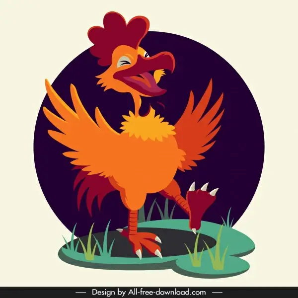 rooster icon funny cartoon character sketch
