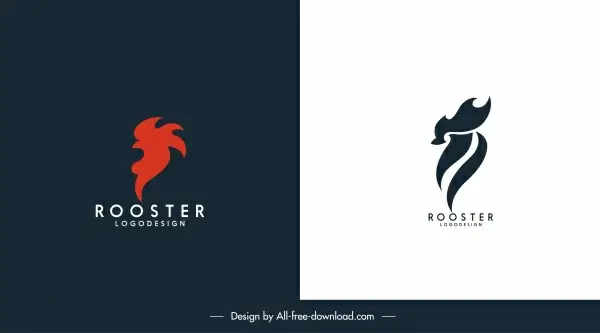 rooster logo templates dark bright flat abstract sketch