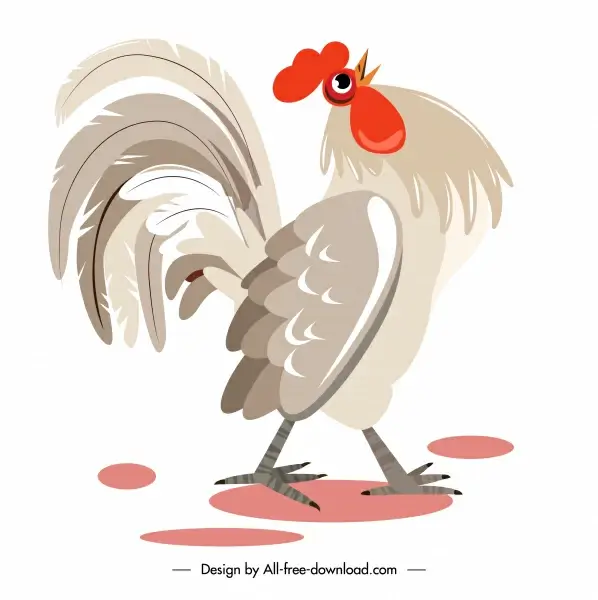 rooster painting colored classic flat sketch
