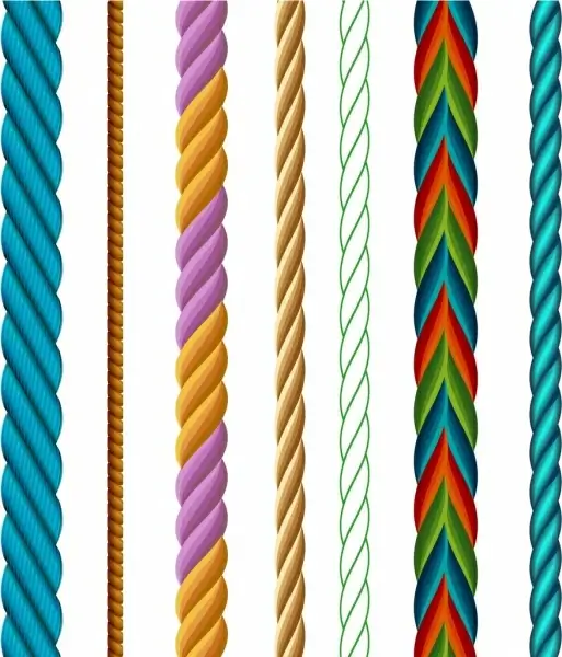rope icons collection colorful twist sketch