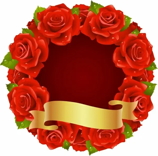 decorative banner rose wreath border 3d ribbon decor