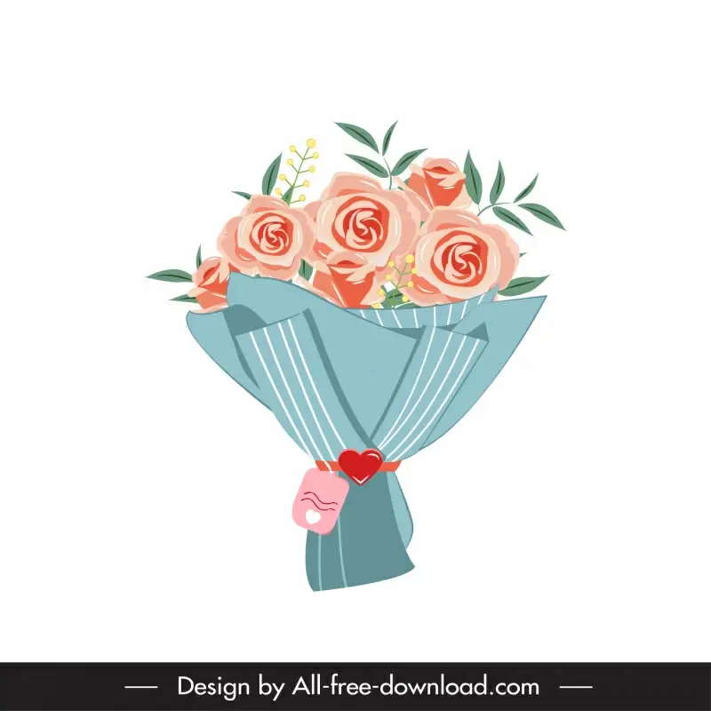 rose bouquet icon elegant classical sketch