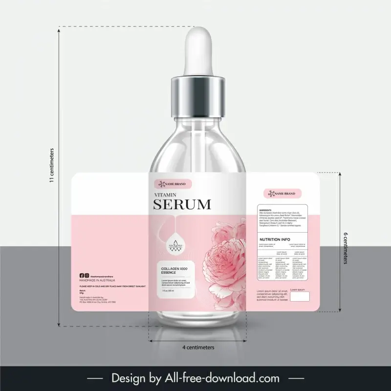  rose extract vitamin serum packaging template elegant petal decor