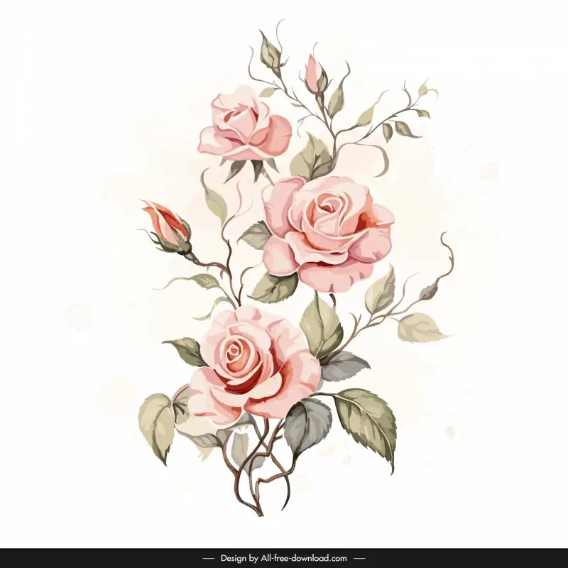 rose flower design elements elegant classic
