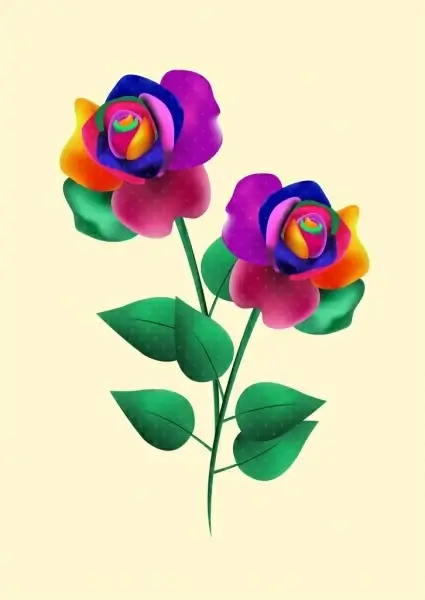 rose icon 3d colorful decoration