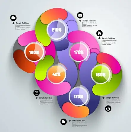 round colored infographics and diagram vector template