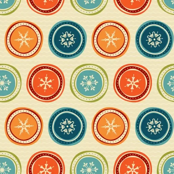 round snowflake seamless pattern retro vector