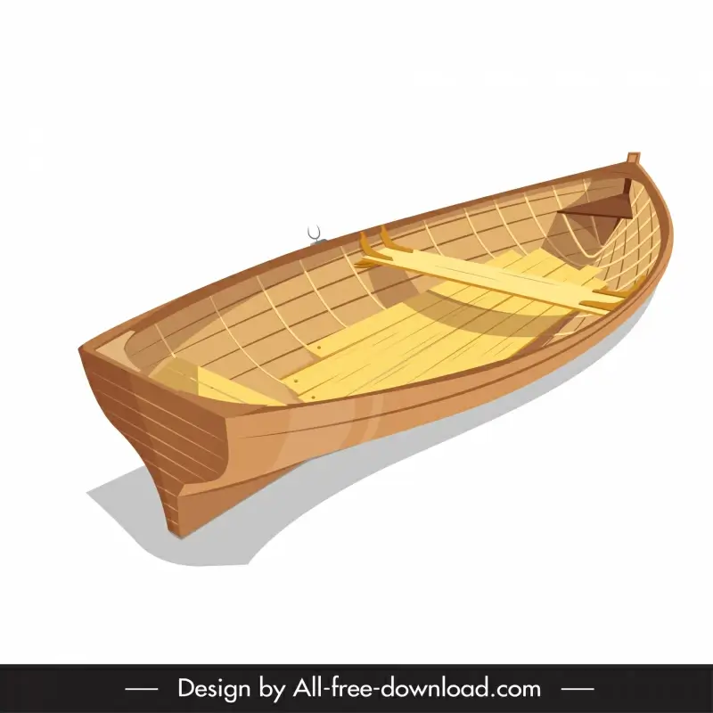 rowing boat icon 3d sketch wooden design