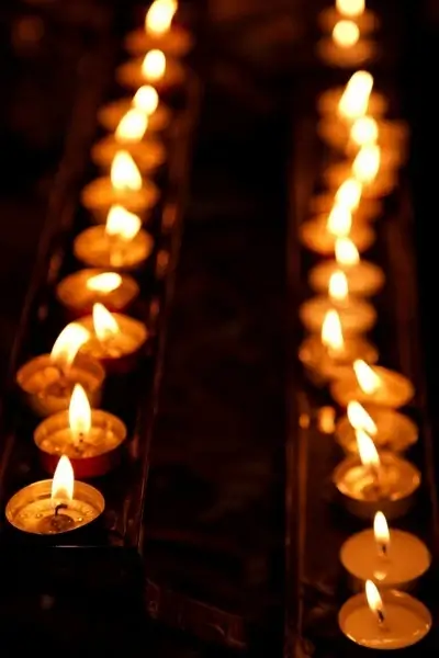 rows of candles