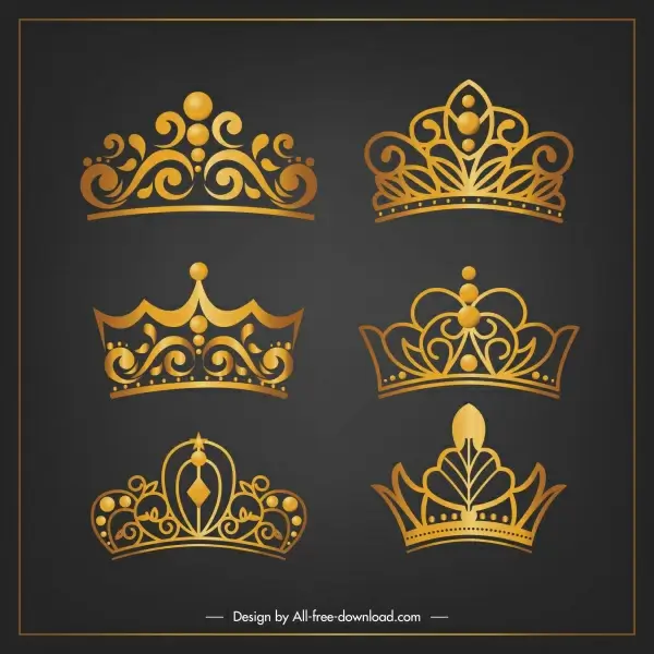 royal crown templates luxury shiny golden design