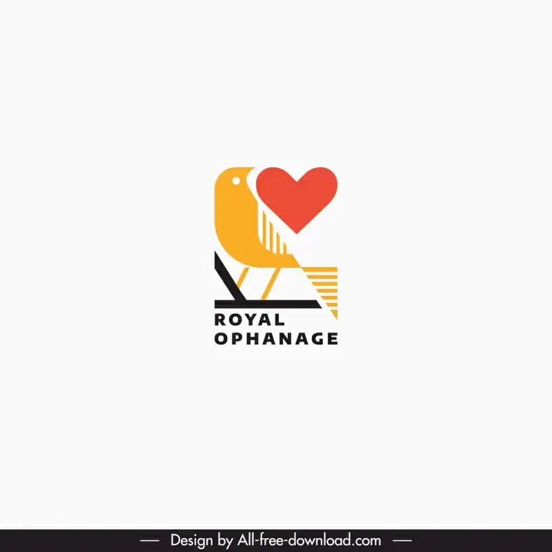 royal ophanage logo template silhouette dove heart sketch