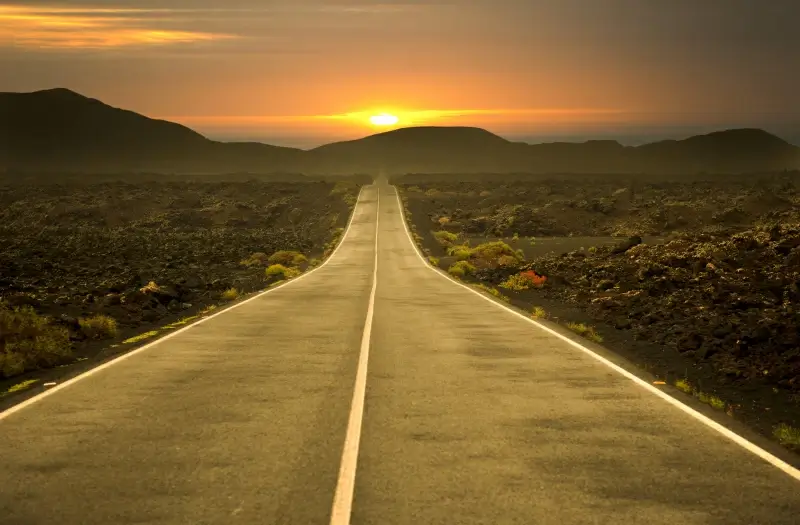 rural road scene picture empty contrast sunset