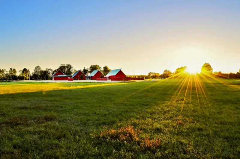 rural scenery picture elegant peaceful sunrays cottages