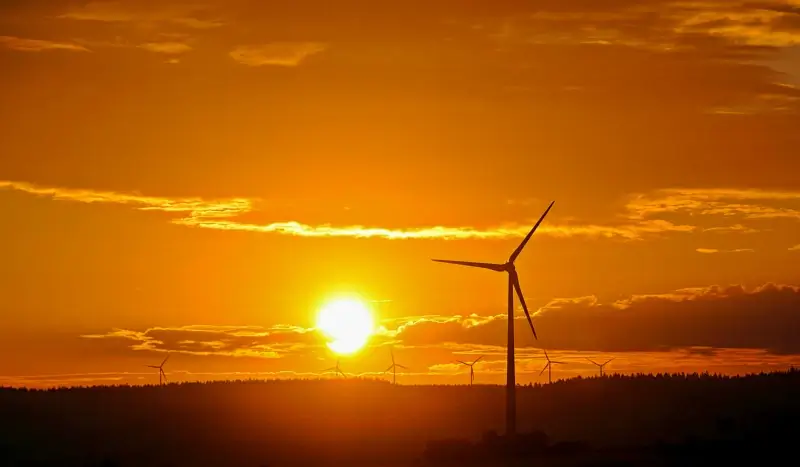 rural scenery picture windfarm dark sunset 