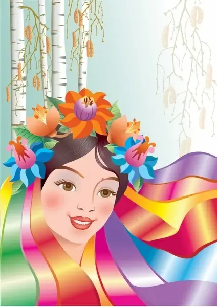 beauty painting colorful decor ethnic girl icon