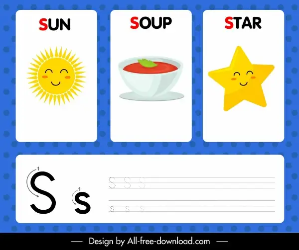 s alphabet study template sun soup star icons 
