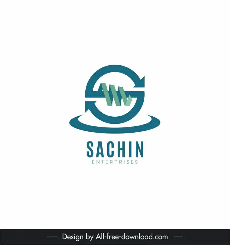 sachin enterprises logotype modern 3d stylized text arrow shape outline 