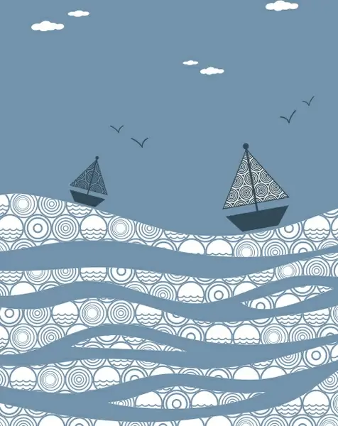 sailing on the sea elements vector