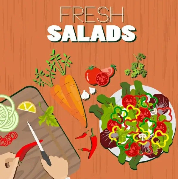 salad advertising vegetable ingredient icons food preparation background