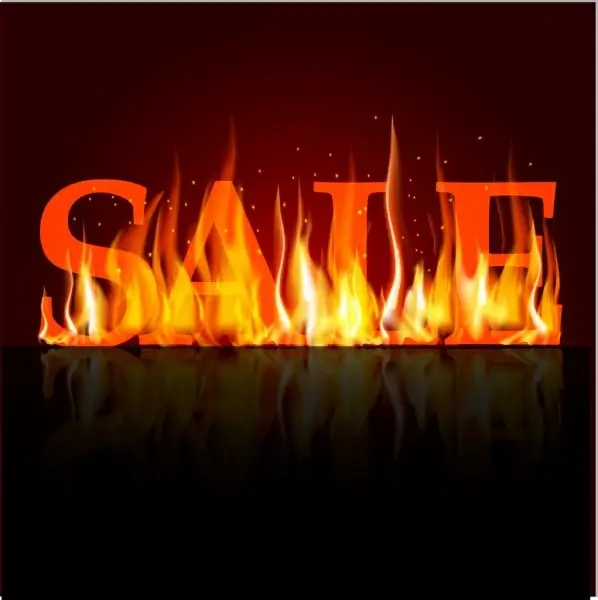 sale banner 3d red text extreme fire icon