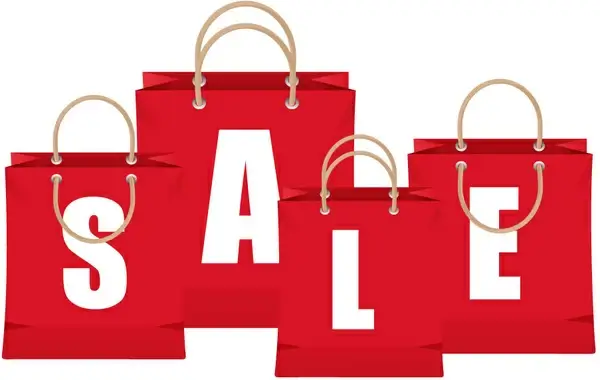 sale banner design with letter on bags