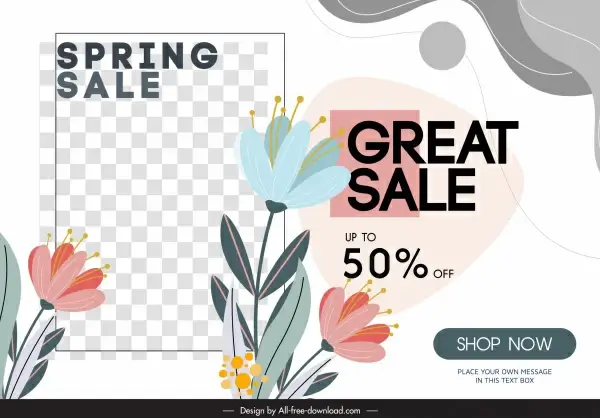 sale banner template botanical checkered decor bright classic