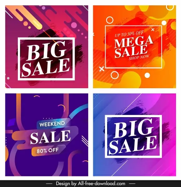sale banner templates colorful abstract decor