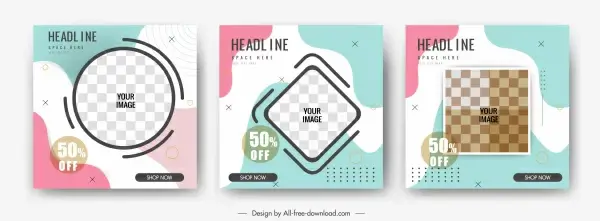 sale banner templates colorful flat checkered geometric decor