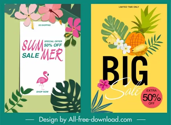 sale banner templates colorful plants decor