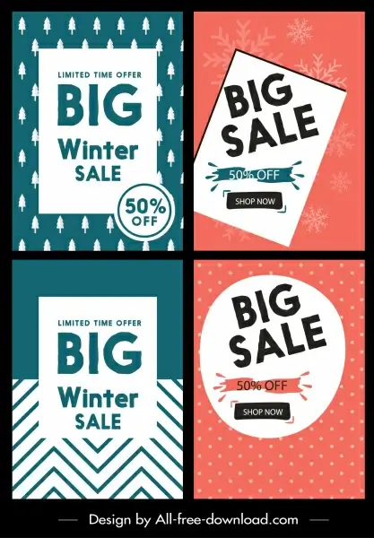 sale banners classical green red flat design