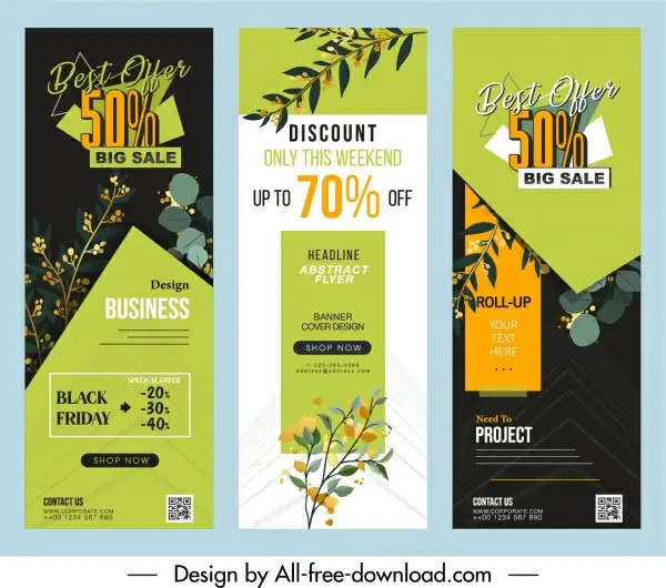 sale poster templates plants decor colorful vertical design