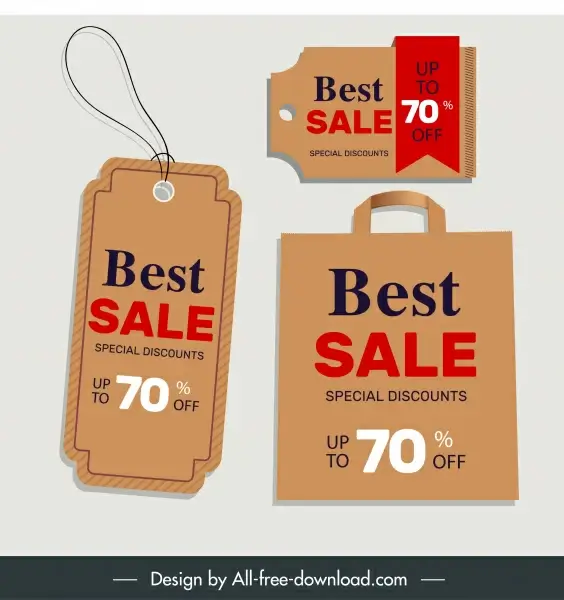 sale tags templates classic brown shapes design