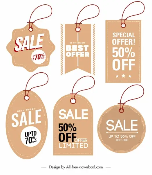 sale tags templates classic flat shapes sketch