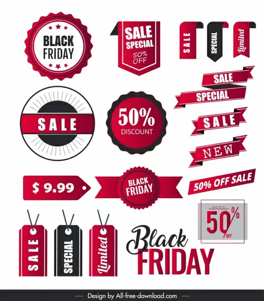 sale tags templates colored modern flat 3d shapes