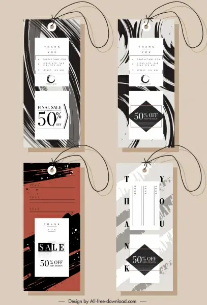 sale tags templates modern abstract strokes decor