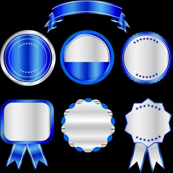 sale tags templates shiny blue various shapes isolation