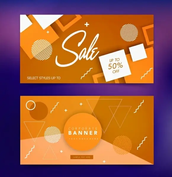 sales banner orange geometric decor 