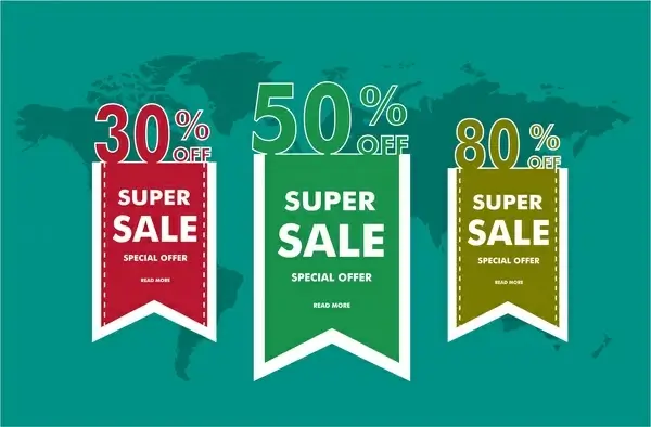 sales banner sets design with vertical percentage style