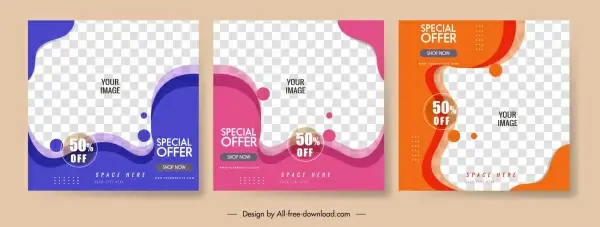 sales banner templates abstract squares deformed shapes