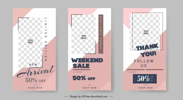 sales banner templates flat simple checkered decor