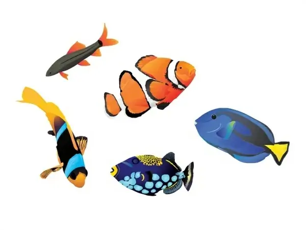 coloful ocean fishes vector illustration on white background