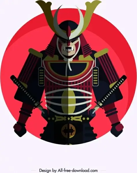 samurai armor icon colored classical design