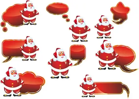 santa and speech bubbles red texture vector