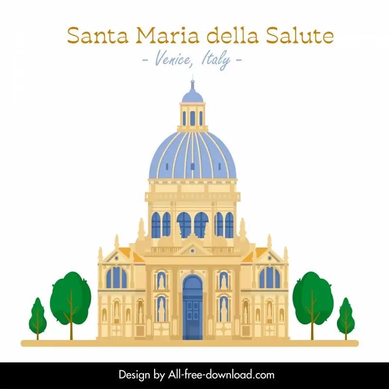santa maria della salute landmark advertising banner elegant classical symmetric flat design