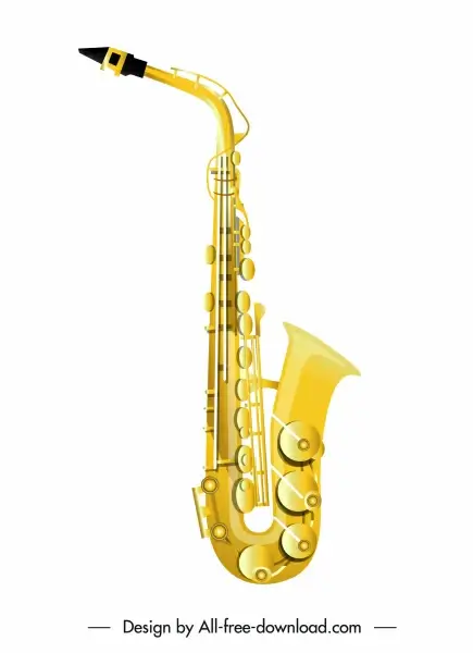 saxophone icon shiny modern golden decor