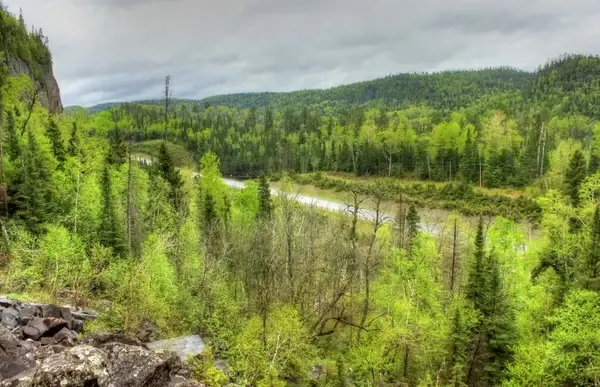 scenic roadway at lake nipigon ontario canada 