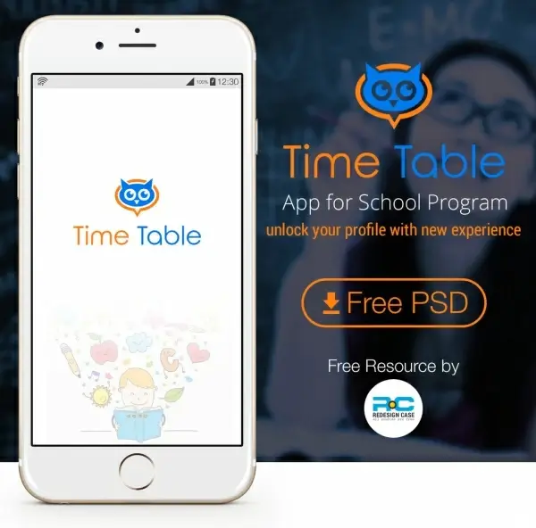 school time table mobile ui kit for app